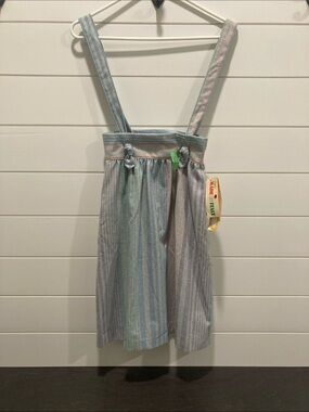 Vtg 70s80s RG New York by Russ Teen Pastel Striped Pinafore Dress Sz 8 Deadstock